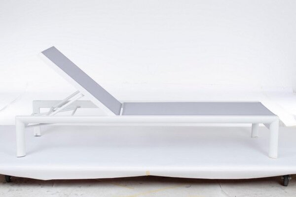 Lettino Prendisole da Giardino 74x200x98h cm Skipper New con Ruote Bianco
