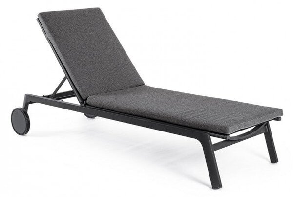 Set 2 Lettini Prendisole da Giardino 70x204x101h cm con Cuscini e Ruote Jalisco Antracite