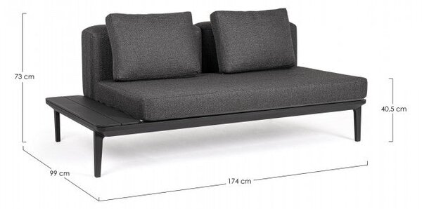 Divano 2 Posti 174x99x73h cm Lounge Matrix Antracite