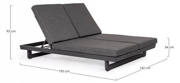 Lettino Prendisole da Giardino Matrimoniale 142x195x95h cm con Cuscini Infinity Antracite