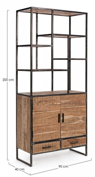Libreria 2 Ante 2 Cassetti 90x40x200h cm Elmer