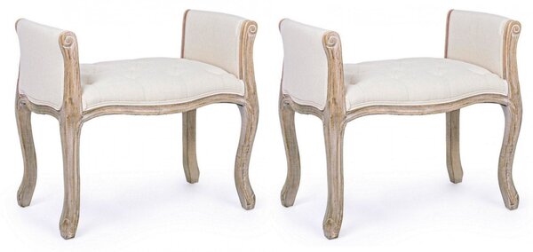 Set 2 Panche 1 Posto 71x48x60h cm Diva Naturale