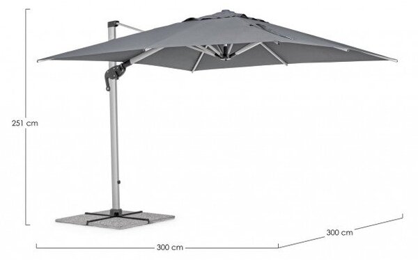 Ombrellone da Giardino Decentrato 3x3x2,51h m Ines Grigio Scuro