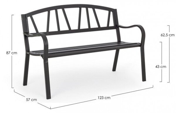 Panca 2 Posti 123x57x87h cm Janelle Antracite