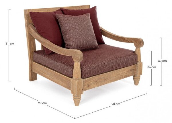 Poltrona 90x90x81h cm con Cuscini Bali Wine Fsc
