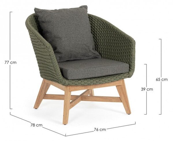 Poltrona 76x78x77h cm con Cuscini Coachella Verde