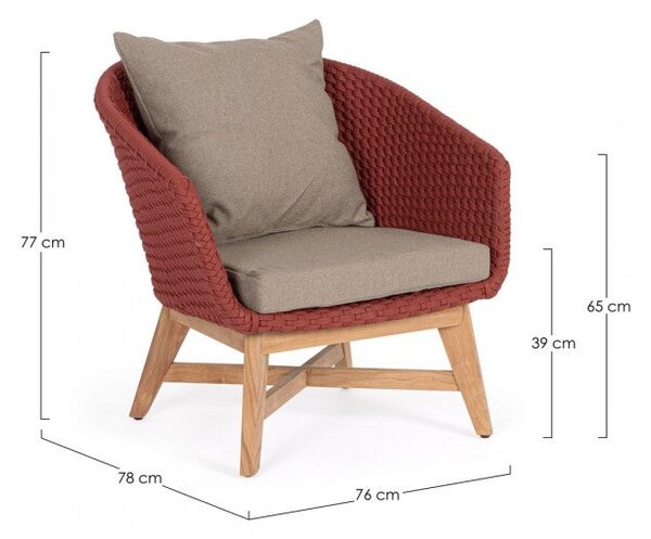 Poltrona 76x78x77h cm con Cuscini Coachella Scarlet