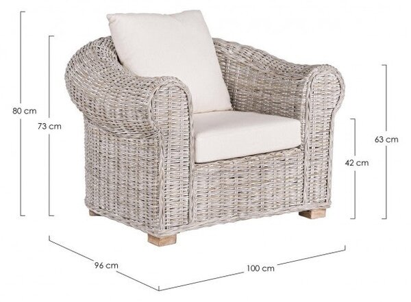 Poltrona 100x96x80h cm con Cuscini Coba