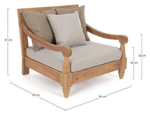 Poltrona 90x90x81h cm con Cuscini Bali Natural Fsc