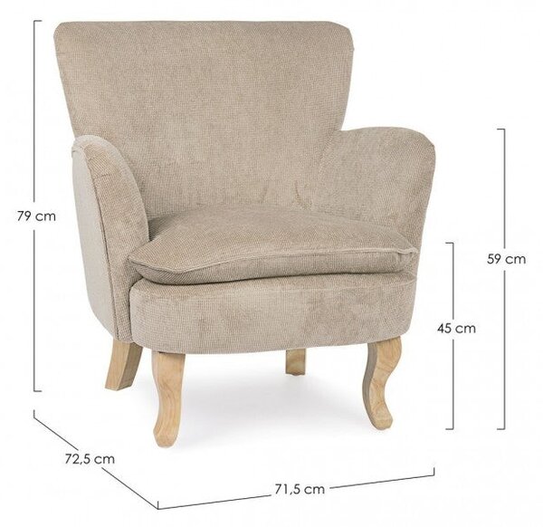 Poltrona 71,5x72,5x79h cm Chenille Tortora
