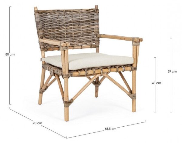 Poltrona 68,5x70x80h cm con Cuscini Tarifa