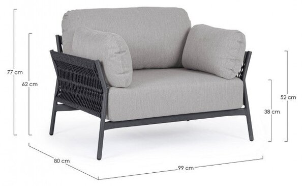 Poltrona 99x80x77h cm con Cuscini Pardis Antracite/Graphite