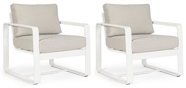 Set 2 Poltrone 74x78x84h cm con Cuscini Merrigan Bianco