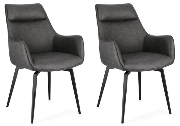 Set 2 Poltrone 56x65x92h cm Lawrence Pu Antracite