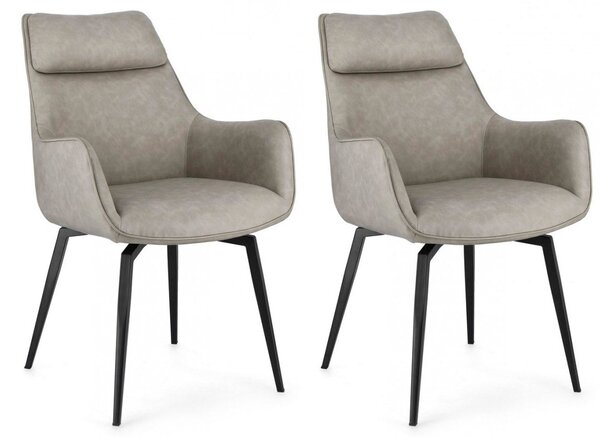 Set 2 Poltrone 56x65x92h cm Lawrence Pu Tortora