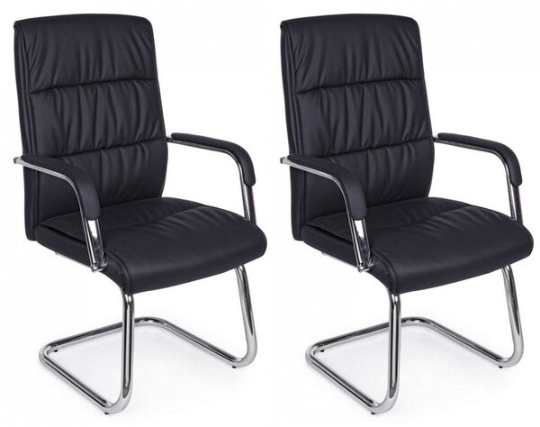 Set 2 Sedie Poltrone Attesa 58x60,5x101,5h cm da Ufficio Sydney Nero