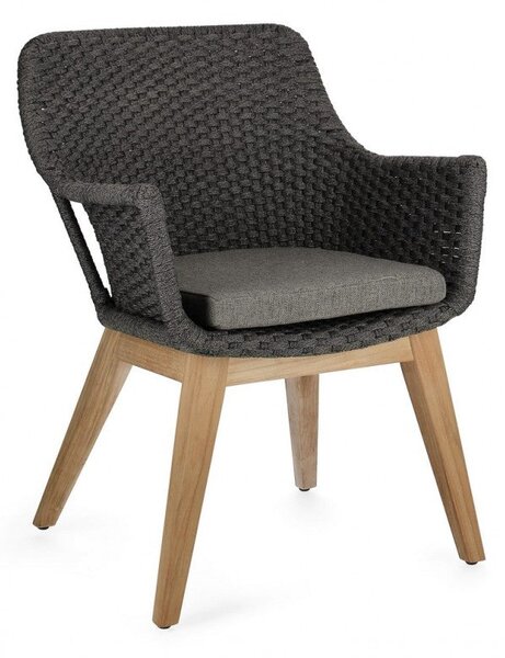 Set 2 Sedie 46x46x82h cm con Braccioli e Cuscini Allison Antracite