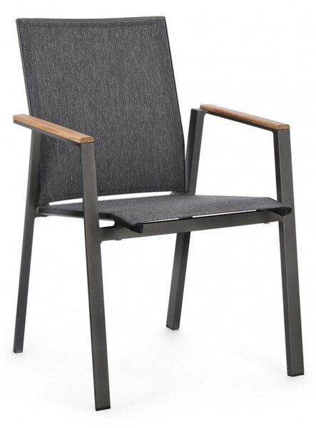 Set 4 Sedie da Giardino 59x61x88h cm con Braccioli Cameron Antracite
