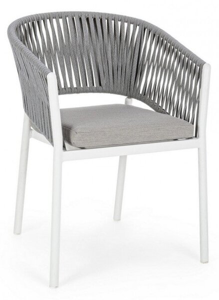 Set 4 Sedie 57x60x80h cm con Braccioli e Cuscini Florencia Bianco