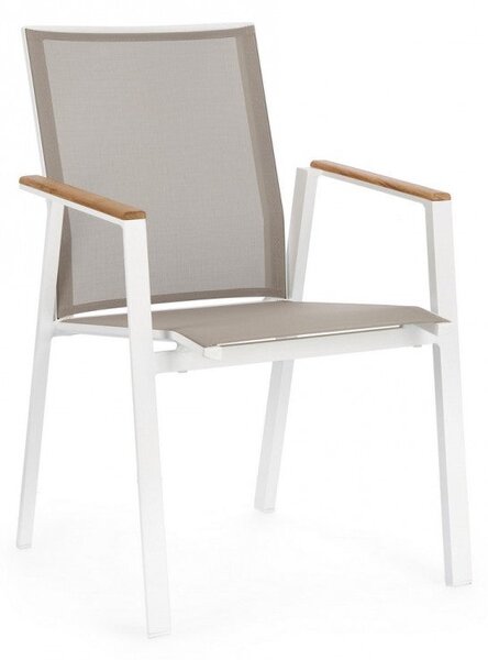 Set 4 Sedie da Giardino 59x61x88h cm con Braccioli Cameron Bianco