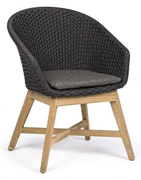 Set 2 Sedie 64x64x85h cm con Braccioli e Cuscini Coachella Antracite