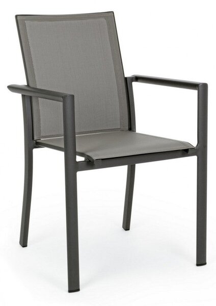 Set 4 Sedie da Giardino 56,2x60x88h cm con Braccioli Konnor Antracite