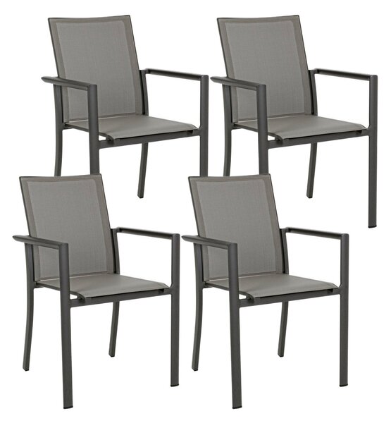 Set 4 Sedie da Giardino 56,2x60x88h cm con Braccioli Konnor Antracite