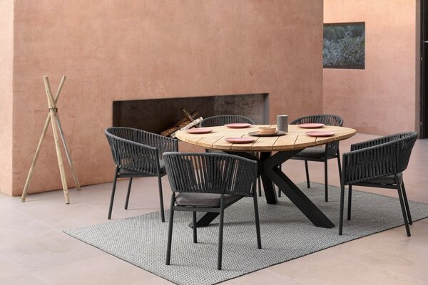 Set 4 Sedie 57x60x80h cm con Braccioli e Cuscini Florencia Antracite