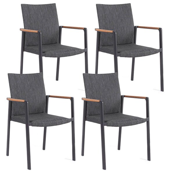 Set 4 Sedie da Giardino 59x60,5x89h cm con Braccioli Jalisco Antracite