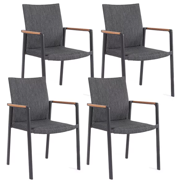 Set 4 Sedie da Giardino 59x60,5x89h cm con Braccioli Jalisco Antracite