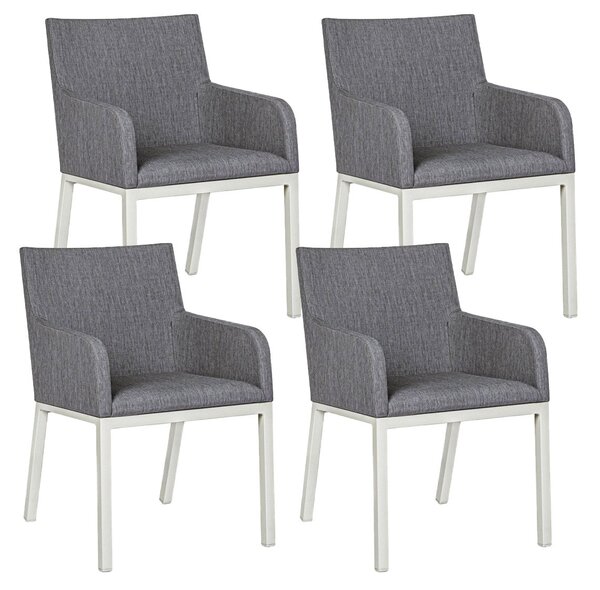 Set 4 Sedie da Giardino 55x62x82h cm con Braccioli Owen Lunar