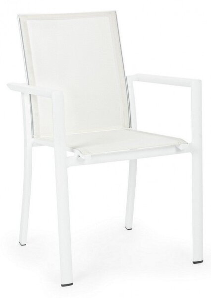 Set 4 Sedie da Giardino 56,2x60x88h cm con Braccioli Konnor Bianco