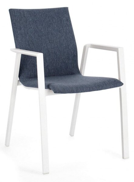 Set 4 Sedie da Giardino 55,5x60x83h cm con Braccioli Odeon Bianco Denim