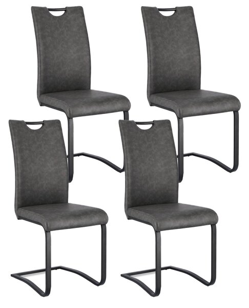 Set 4 Sedie 42x56x102h cm Kenneth Pu Antracite