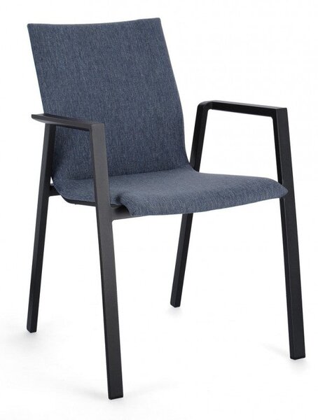 Set 4 Sedie da Giardino 55,5x60x83h cm con Braccioli Odeon Antracite Denim