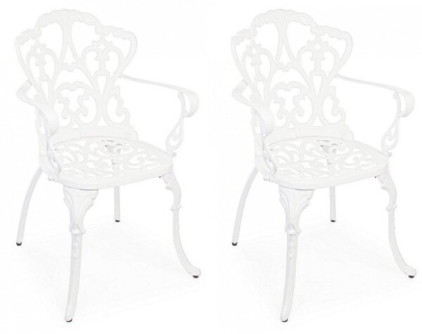 Set 2 Sedie da Giardino 57,5x58x87,5h cm con Braccioli Victoria Bianco