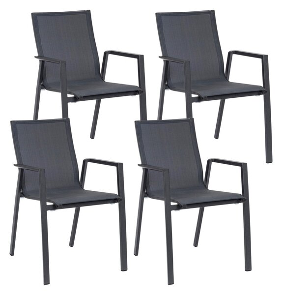 Set 4 Sedie da Giardino 56x61,5x88h cm con Braccioli Krion Antracite