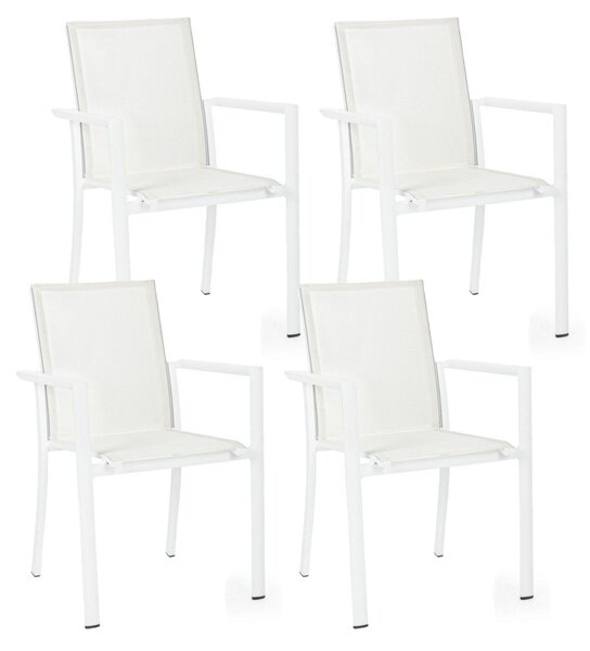 Set 4 Sedie da Giardino 56,2x60x88h cm con Braccioli Konnor Bianco