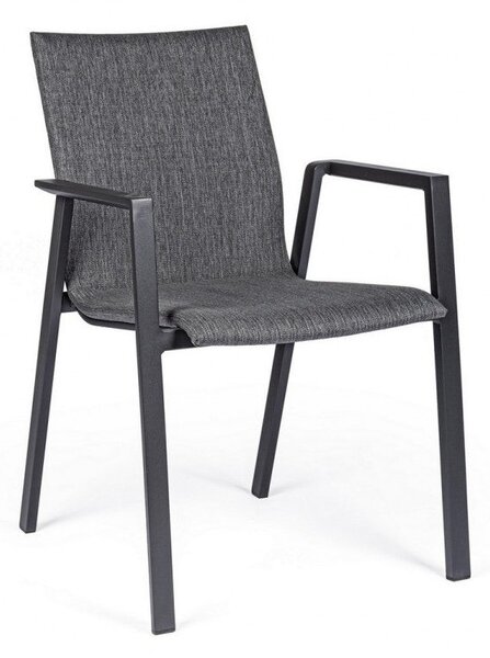 Set 4 Sedie da Giardino 55,5x60x83h cm con Braccioli Odeon Antracite Gr Scuro