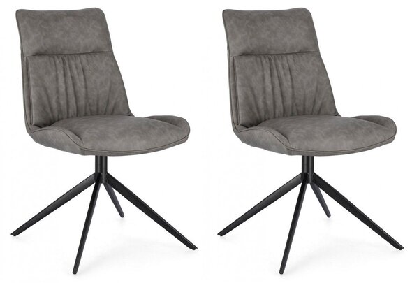 Set 2 Sedie 50x64x86h cm Jordan Pu Grigio