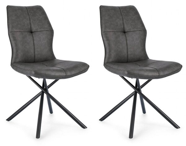 Set 2 Sedie 50x66x94h cm Kepler Pu Antracite