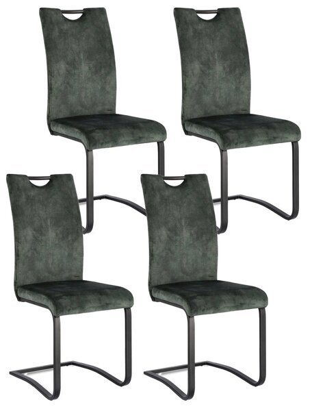 Set 4 Sedie 42x56x102h cm Kenneth Velluto Verde Scuro