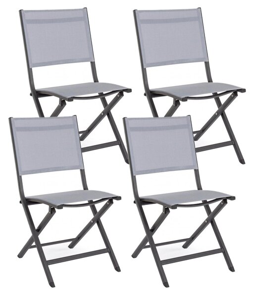 Set 4 Sedie Pieghevole da Giardino 47x57x88h cm Elin Antracite