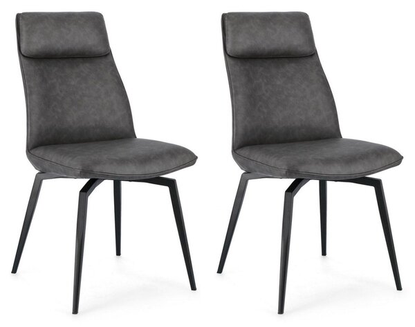 Set 2 Sedie 48x64x92h cm Lawrence Pu Antracite