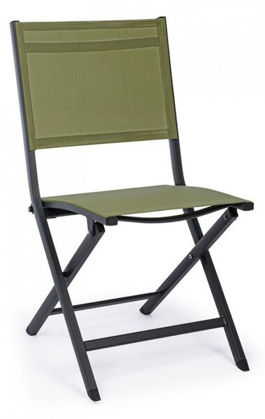 Set 4 Sedie Pieghevole da Giardino 47x57x88h cm Elin Antracite e Verde