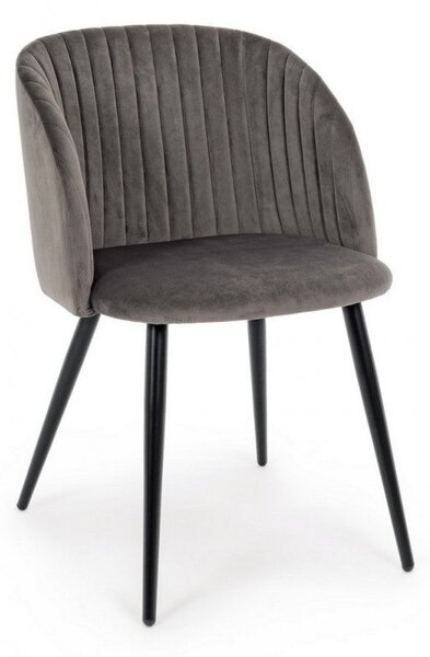 Set 2 Sedie 53x57x81,5h cm Queen Velvet Grigio Cadetto