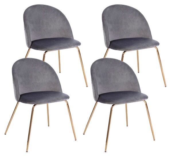 Set 4 Sedie 49x55x77h cm Tanya Velluto Grigio Scuro