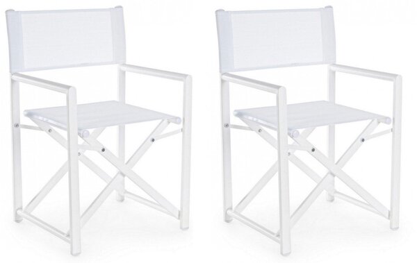 Set 2 Sedie Regista da Giardino 48x56x86h cm Taylor Bianco