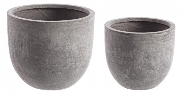 Set 2 Vasi Cement Basso Grigio