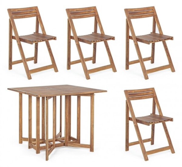 Set Tavolo e 4 Sedie Pieghevoli da Giardino Noemi